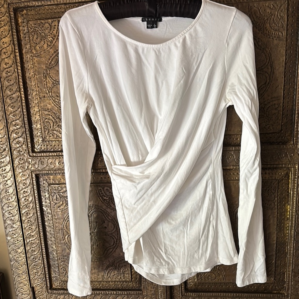 Theory white twist stretch Tee